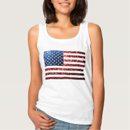 USA Flaggen Rot-Blau-Glitzern Glitzern Große Größe T-Shirt