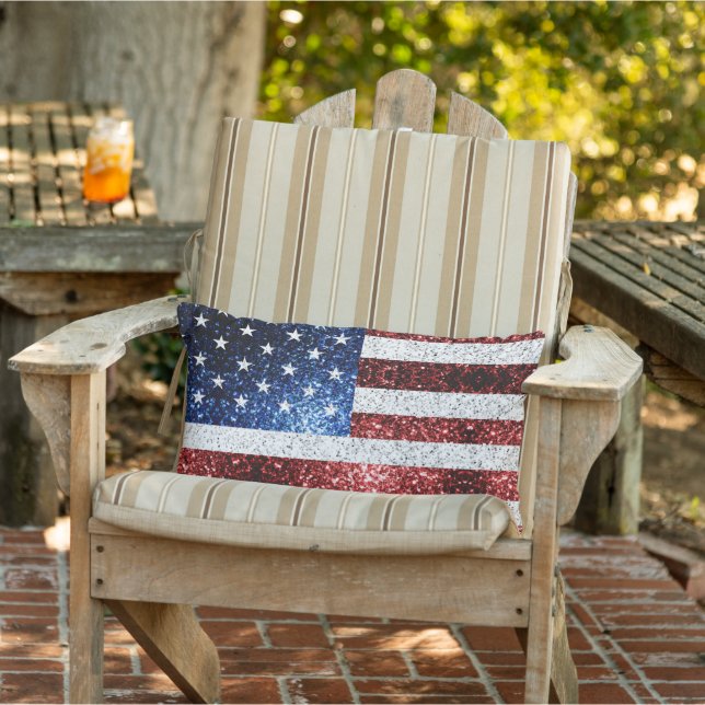 USA Flaggen Rot-Blau-Glitzern Glitzern Kissen Für Draußen (Stuhl )