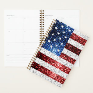 USA Flaggen Rot-Blau-Glitzern Glitzern Planer