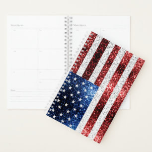 USA Flaggen Rot-Blau-Glitzern Glitzern Planer
