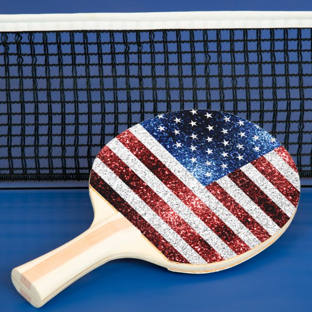 USA Flaggen Rot-Blau-Glitzern Glitzern Tischtennis Schläger (InSitu)