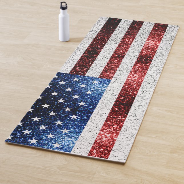 USA Flaggen Rot-Blau-Glitzern Glitzern Yogamatte (Beispiel)