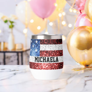 USA Flaggen Rot-Blau-Glitzern Individuelle Name