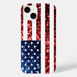 USA Flaggen Rot-Blau-Imitate Glitzern Case-Mate iPhone Hülle