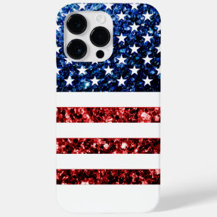 USA Flaggen Rot-Blau-Imitate Glitzern Case-Mate iPhone Hülle