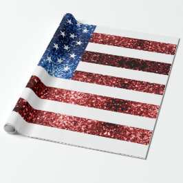 USA Flaggen Rot und Blau Glitzern Glitzer Geschenkpapier