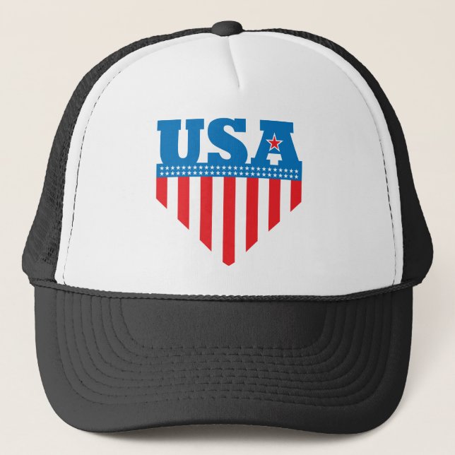 USA-Flaggen-Schild Truckerkappe (Vorderseite)