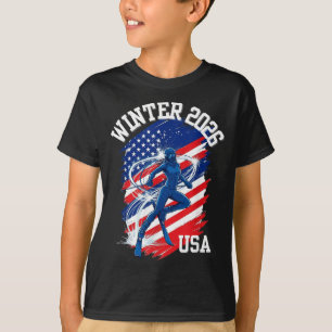 USA-Flaggen-Ski-Grafik T-Shirt
