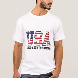 USA-Flaggen-Skifahrer - Amerikanischer USA-Langlau T-Shirt