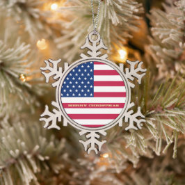 USA Flaggen Streifen American Patriotic Holiday Schneeflocken Zinn-Ornament