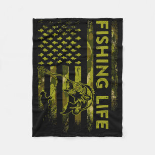 USA-Flaggen-Tarnung-Angler-Leben Fleecedecke