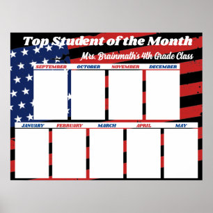 USA-Flaggen-Top-Schüler des Monats Klassenzimmer F Poster