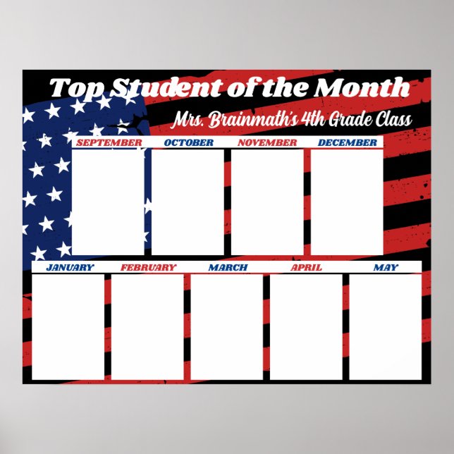 USA-Flaggen-Top-Schüler des Monats Klassenzimmer F Poster (Vorne)