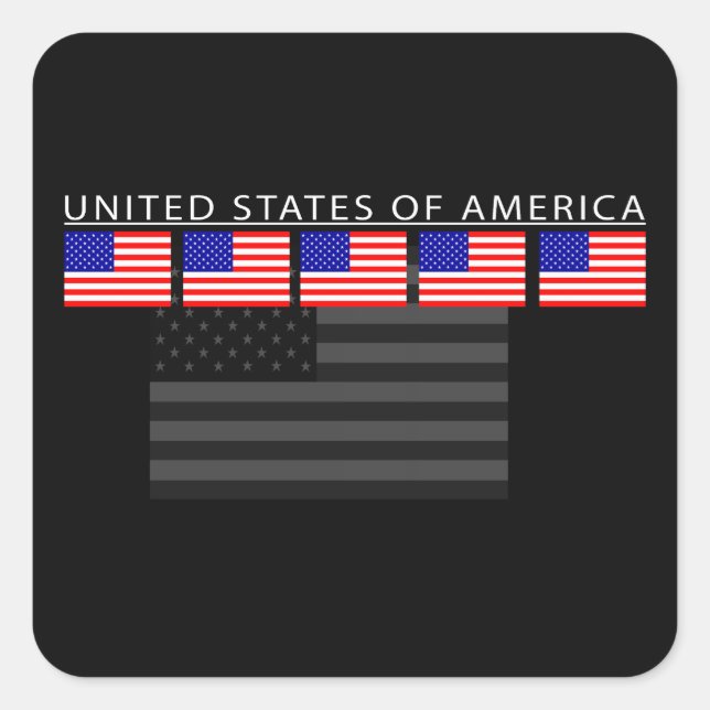 USA-Flaggenaufkleber Quadratischer Aufkleber (Vorderseite)