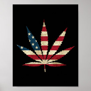 Usa Flaggenblatt - Lustiger US-Flaggen-Topf-Weed  Poster