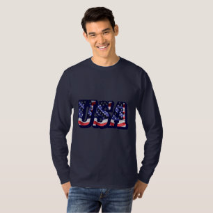USA Flaggenbriefe, Flag Men's Basic Long Sleeve T- T-Shirt