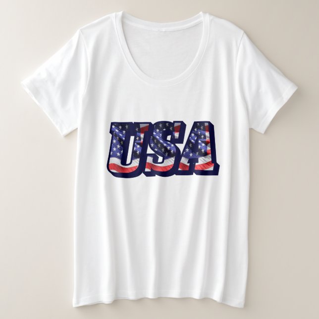 USA Flaggenbriefe, Frauen-Plus-T - Shirt (Design vorne)