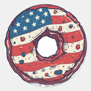 🍩 USA Flaggendonut Runder Aufkleber