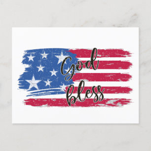 USA Flaggengott segne Amerika Patriotisch Postkarte