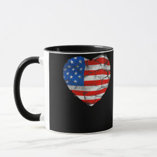 USA Flaggenherz 4. Juli Roter Blaue Stars Tasse