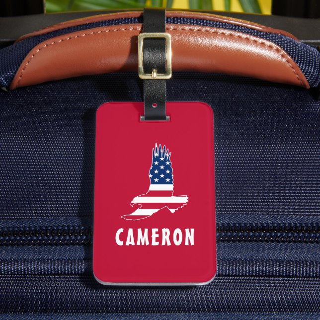 USA Flaggenstaat American Eagle America 4. Juli Na Gepäckanhänger (Vorderseite Insitu 2)