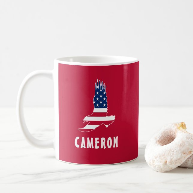 USA Flaggenstaat American Eagle America 4. Juli Na Kaffeetasse (Mit Donut)
