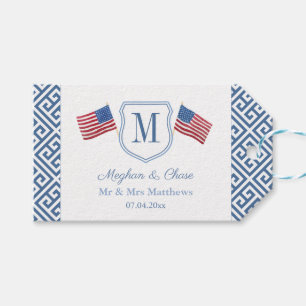 USA Flags Patriotic Monogram Wappen Polterabend Geschenkanhänger