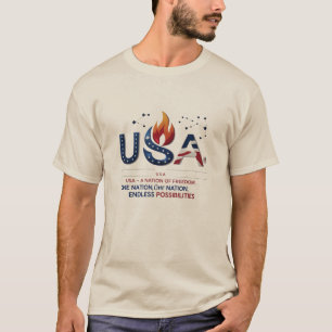 USA Flame Power - Men's Patriotic Basic T-Shirt