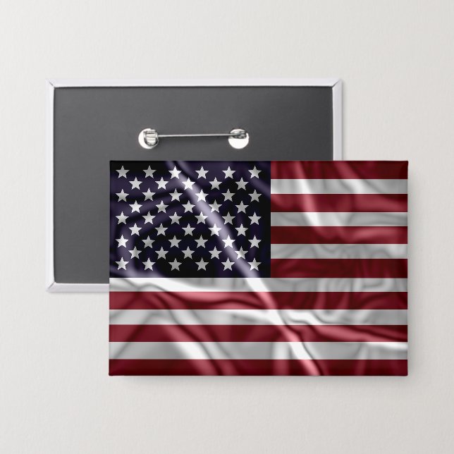 USA Flapping Flag Red, White Stripes, Starry Blue Button (Vorderseite/Rückseite)
