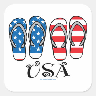 USA Flip Flops Quadratischer Aufkleber