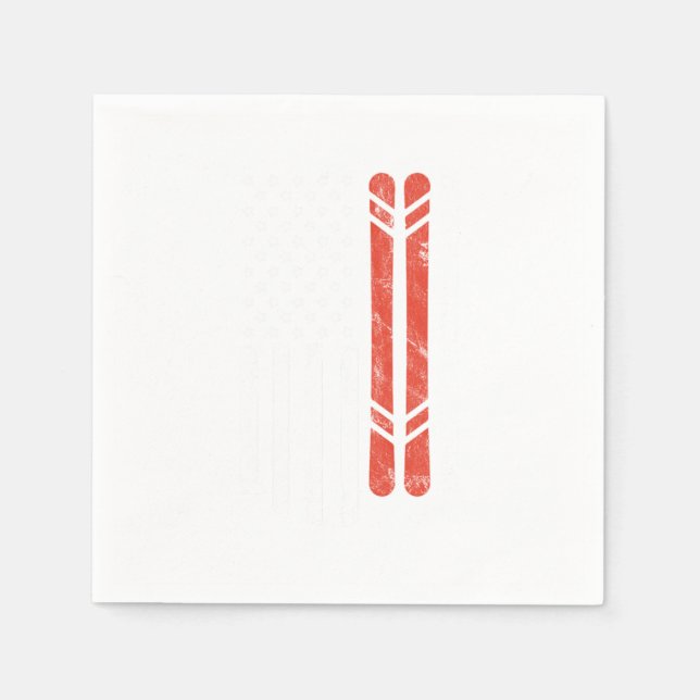 USA Flog Ski Skier Skifahren Wintersportorte Berge Serviette (Vorderseite)