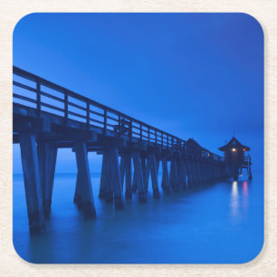 USA, Florida, Golfküste, Naples, Naples Pier Rechteckiger Pappuntersetzer