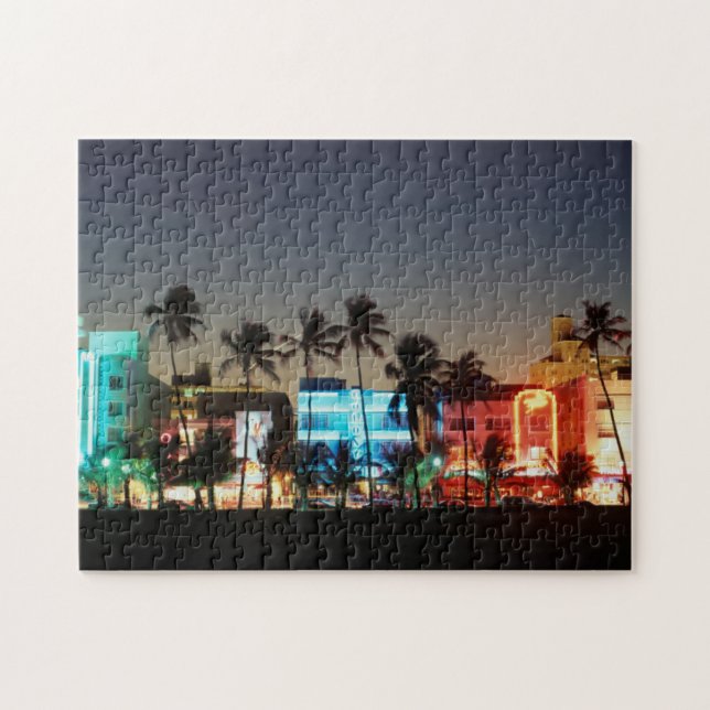 USA, Florida, Miami Beach, Ocean Drive, Art Deco Puzzle (Horizontal)