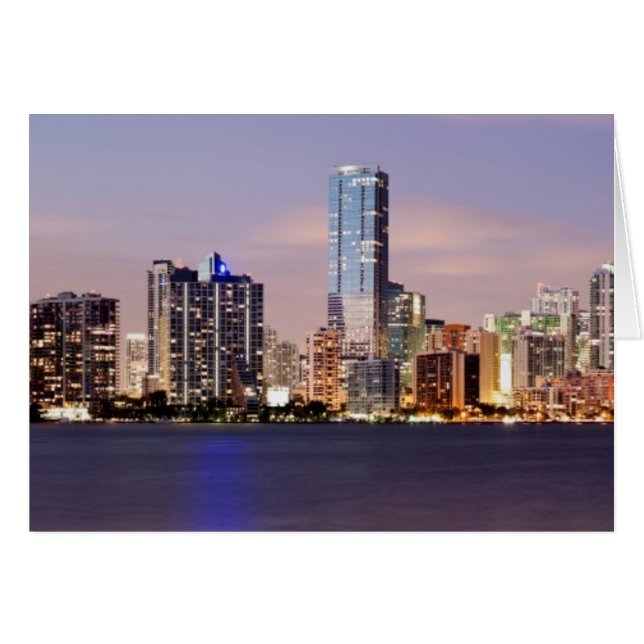 USA, Florida, Miami skyline bei Dämmerung 2 (Vorderseite (Horizontal))