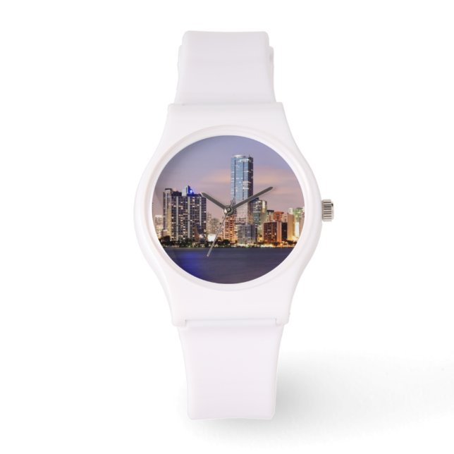 USA, Florida, Miami skyline bei Dämmerung 2 Armbanduhr (Vorderseite)