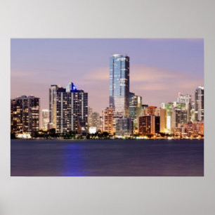 USA, Florida, Miami skyline bei Dämmerung 2 Poster