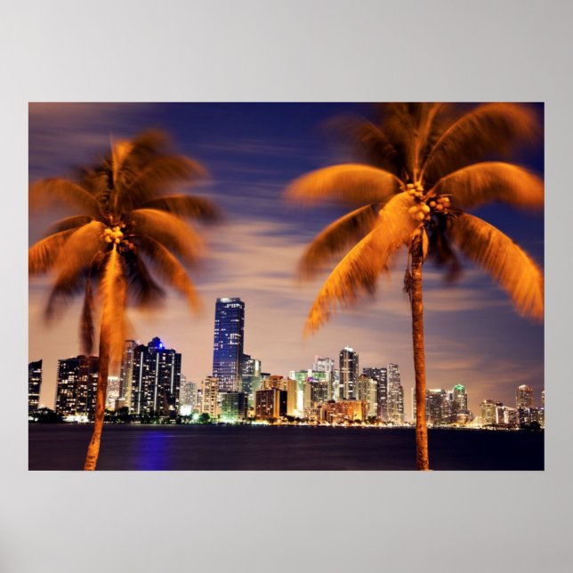 USA, Florida, Miami-Skyline bei Dämmerung Poster (Vorne)