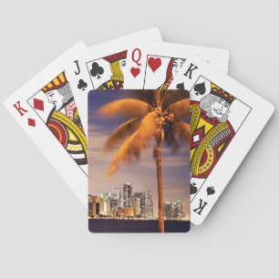 USA, Florida, Miami-Skyline bei Dämmerung Spielkarten