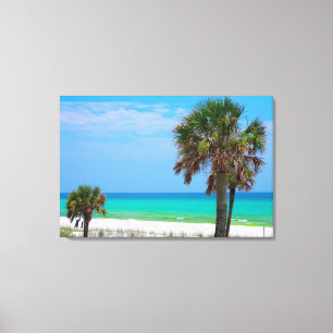 USA, Florida. Palmen an der smaragdgrünen Küste Leinwanddruck