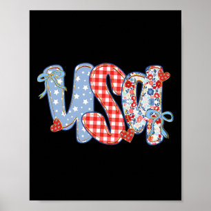 Usa Flower Coquette Schleife Amerikanisch Patrioti Poster
