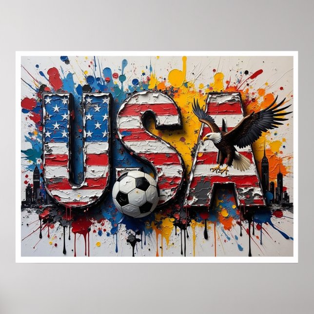 USA Football Citiscape Oil Painting Style Art Poster (Vorne)