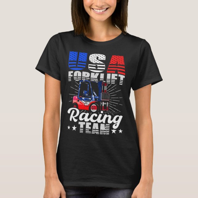 USA Forklift Operator Racing Team Warehouse Worker T-Shirt (Vorderseite)