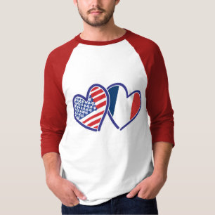 USA Frankreich Liebe Hearts T-Shirt