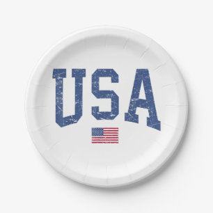 USA Frauen Männer Kinder Patriotische Amerikanisch Pappteller