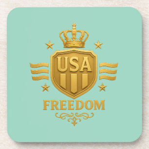 USA Freedom Golden Emblem Untersetzer - Set von 6