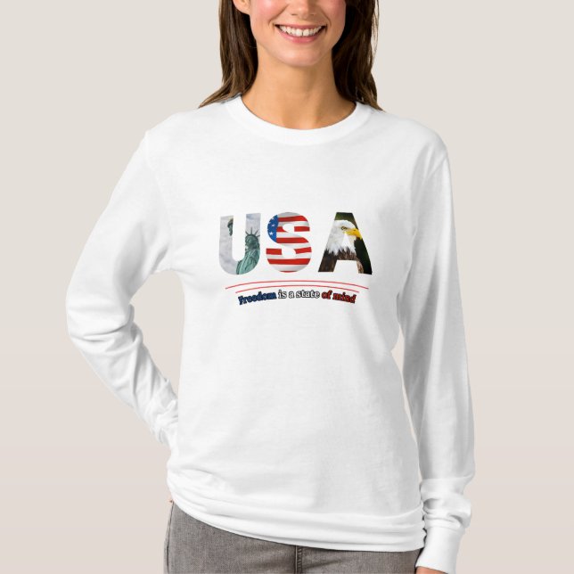 "USA – Freedom Is a State of Mind" T-Shirt (Vorderseite)
