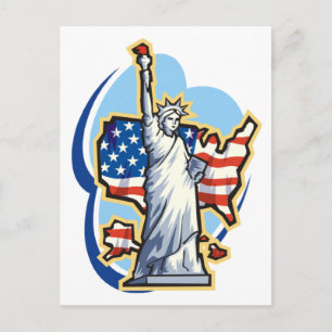 USA - Freiheitsstatue in den Wolken Postkarte
