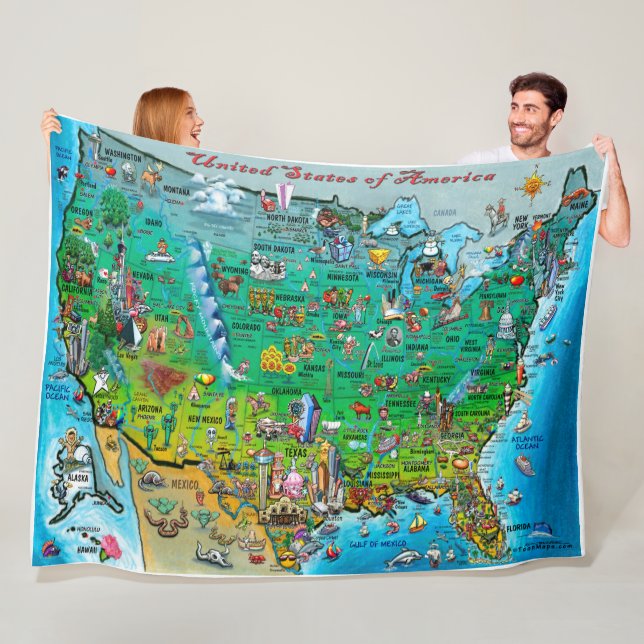 USA Fun Map Fleece Blanket (Beispiel)