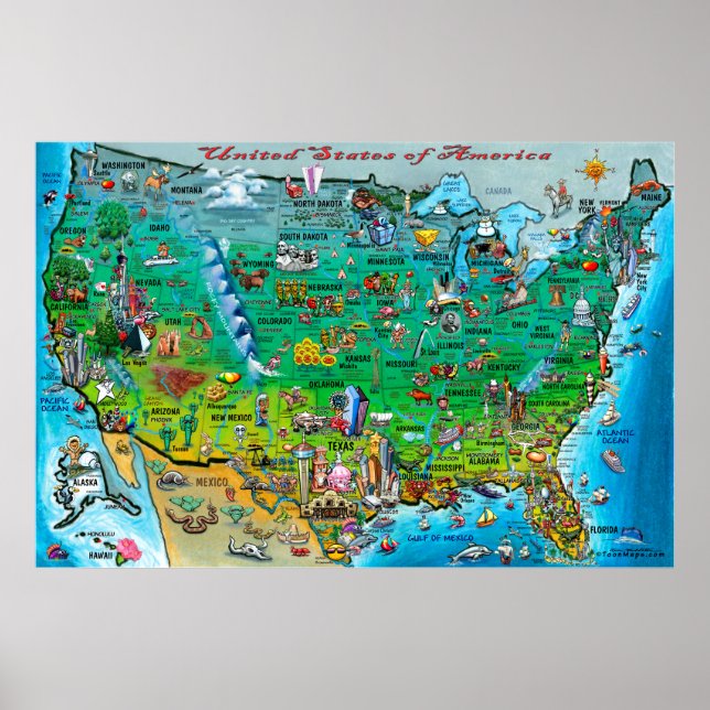 USA Fun Map Poster (Vorne)