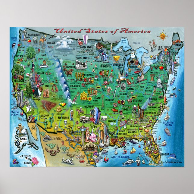 USA Fun Map Poster (Vorne)